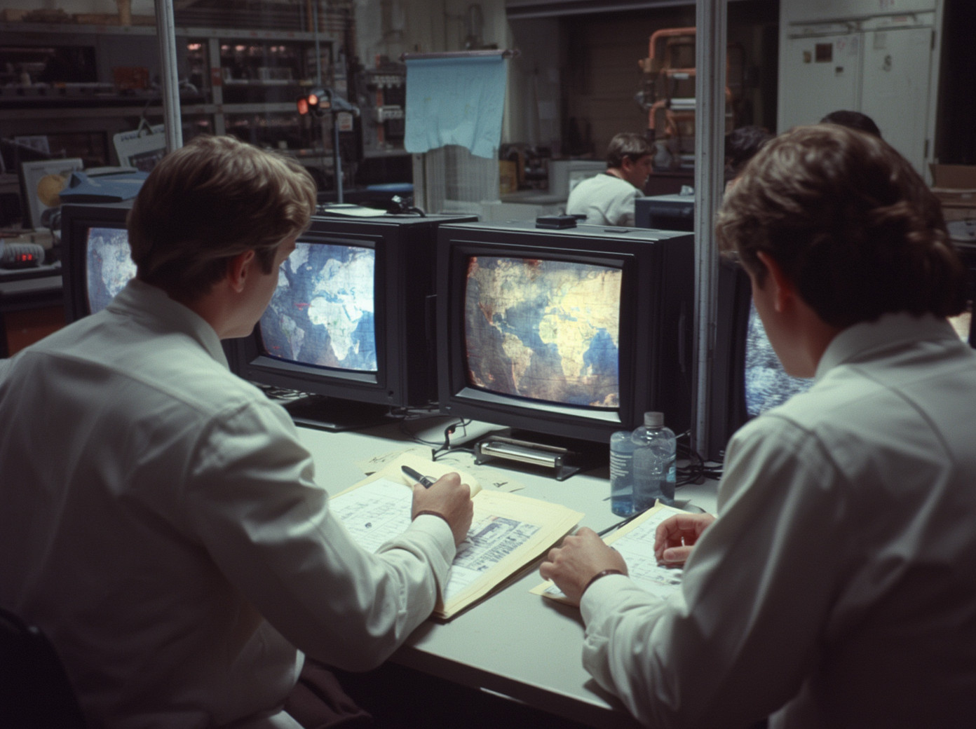 Voorstelling van onderzoekers tijdens experimenten naar remote viewing in de jaren zeventig